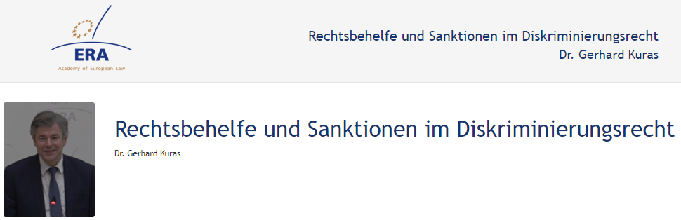 Prof Dr Gerhard Kuras: Rechtsbehelfe und Sanktionen im Diskriminierungsrecht Prof Dr Gerhard Kuras: Rechtsbehelfe und Sanktionen im Diskriminierungsrecht